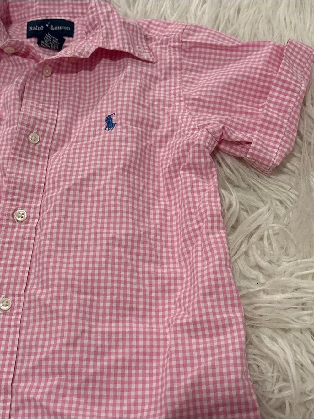 Polo Ralph Lauren Pink Gingham Button Down Shirt Boys Size 6